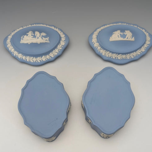 British Vintage Wedgwood Jasperware Box Pair, Pale Blue